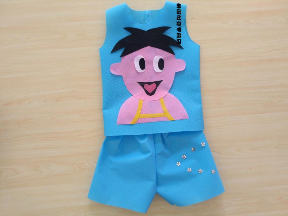 儿童环保时装秀服装男孩手工衣服亲子装diy材料幼儿园表演走秀服定制