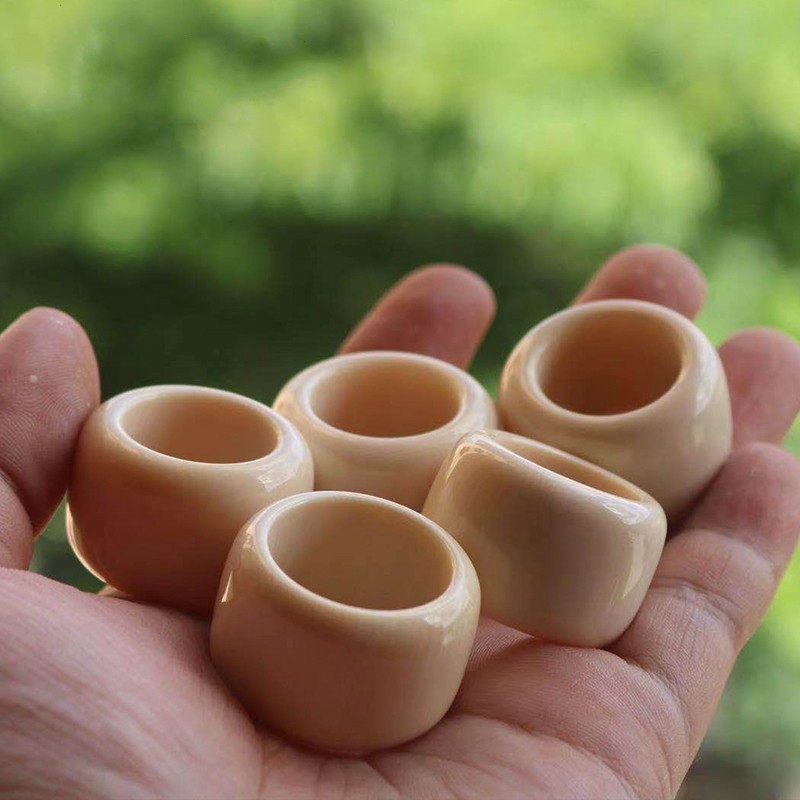 珠缘景翠猛犸象牙扳指7a果冻满文戒子文玩男士大拇指扳指戒子简约时尚