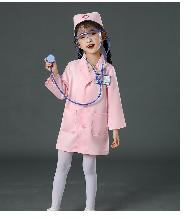儿童医生演出服装幼儿宝宝过家家职业角色扮演小白大褂小孩子蓝色a款