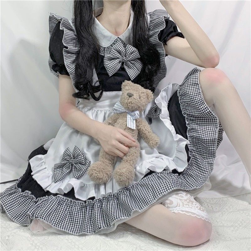 格子女仆套装 l 100-110【图片 价格 品牌 报价】-京东