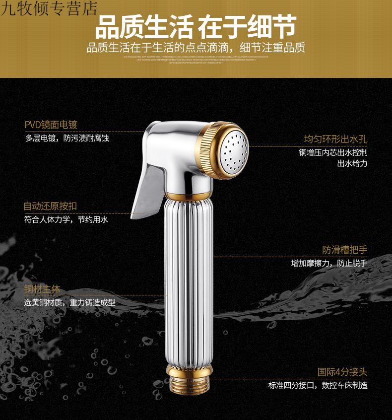 圣雪卫浴全铜增压花洒喷头妇洗器洁身高压水枪马桶喷枪冲洗器套装净身