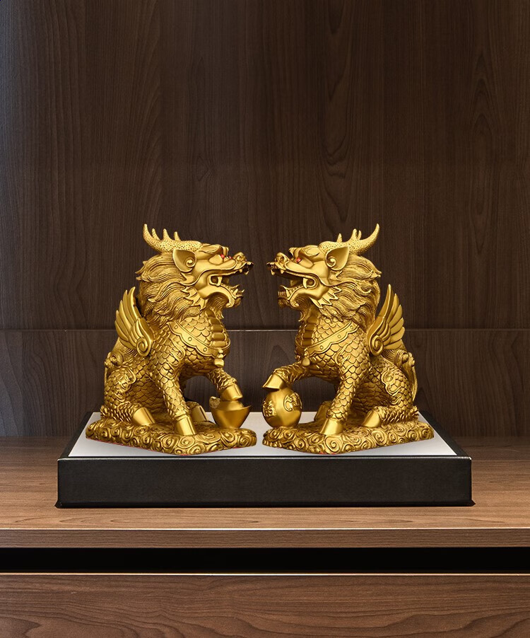 麒麟踩八卦家居客厅办公室门口店铺装饰工艺品 麒麟献宝高22【图片