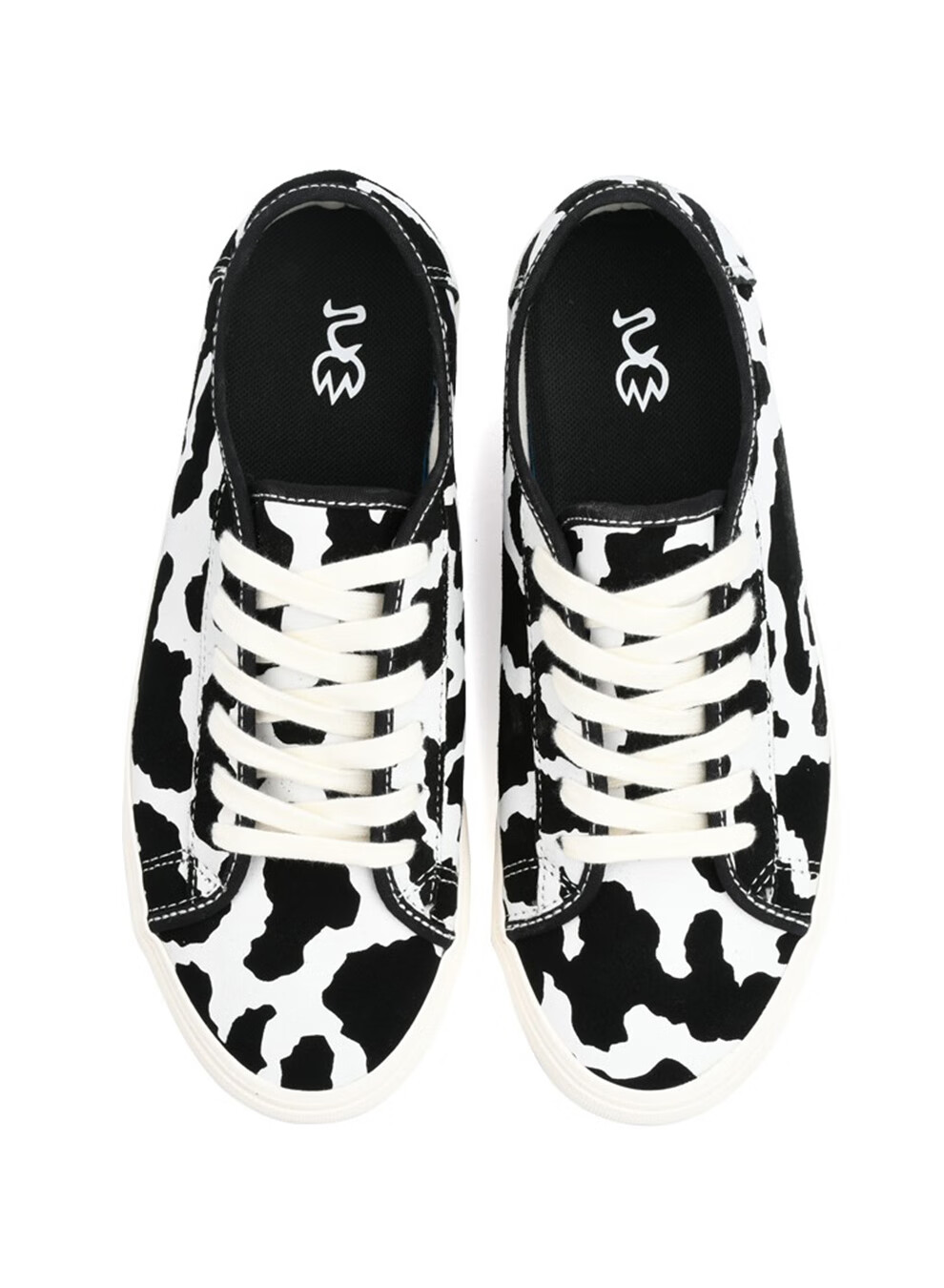 2021极路客奶牛长颈鹿花纹男女情侣学生耐磨牛翻反毛皮低帮滑板鞋奶牛