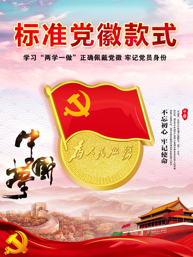 得力晨光同质量党徽标准型党员徽章组织部监制为人民服务安全真磁铁