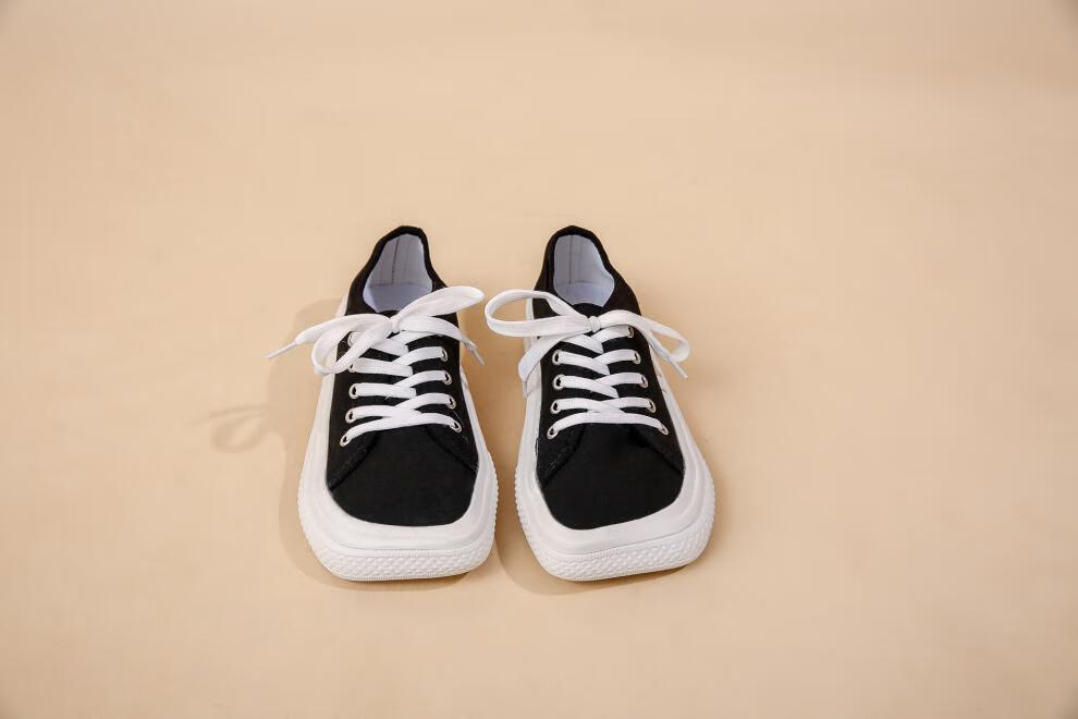 方头帆布鞋女年新款春夏季薄款大头丑萌憨憨平跟透气休闲鞋防滑耐磨