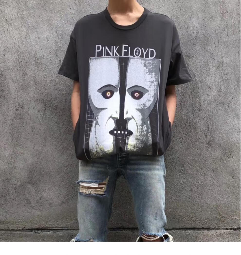 木森联名fog高街美式pinkfloyd vintage白鬼水洗做旧vtg短袖宽松情侣