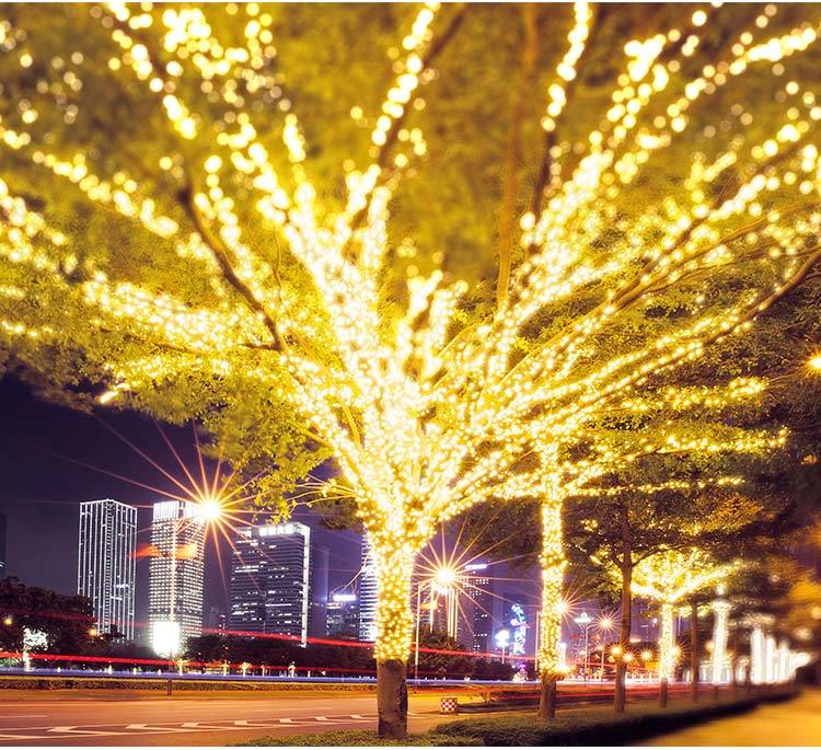 太阳能led树上小彩灯串灯闪灯满天星庭院阳台花园圣诞节日装饰灯 彩色