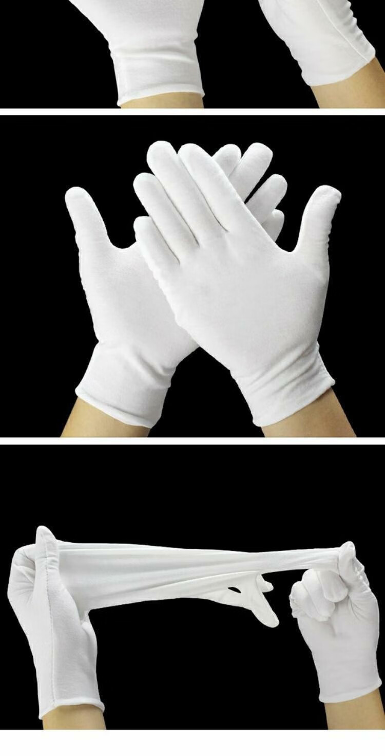 白手套一次性礼仪纯棉薄开车阅兵用女珠宝男夏劳保文玩作业 白色经济