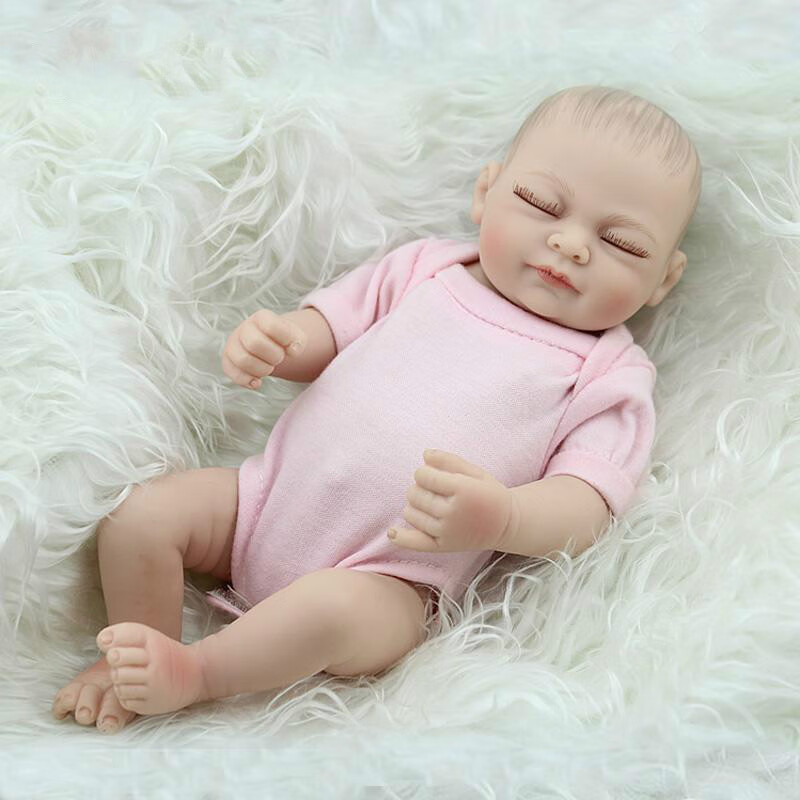 新款婴儿娃娃仿真重生硅胶小娃娃柔软肤宝宝玩具女童娃娃 白色嘟嘴