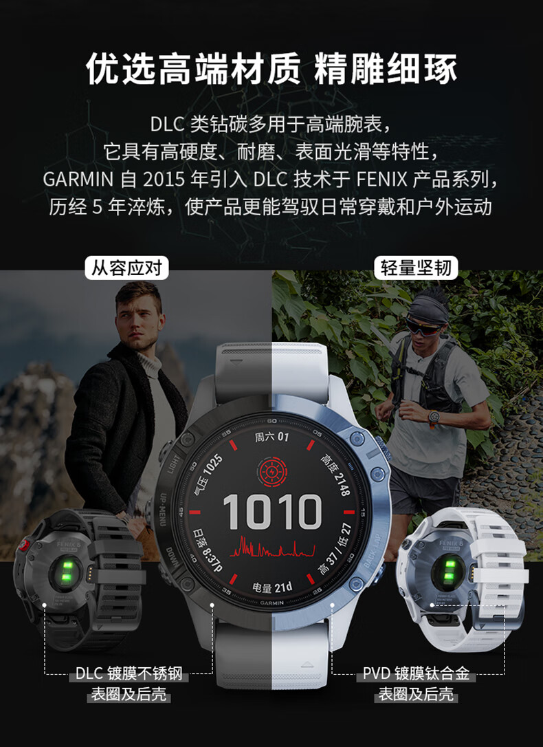 garmin佳明fenix6/6s/6x飞耐时6太阳能充电 fenix6x_pro_太阳能dlc钛