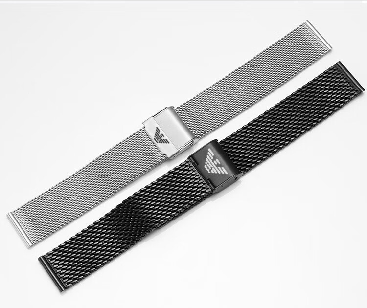 阿玛尼原装表带黑武士ar60008197024472433精钢米兰表链男士钢带粗网