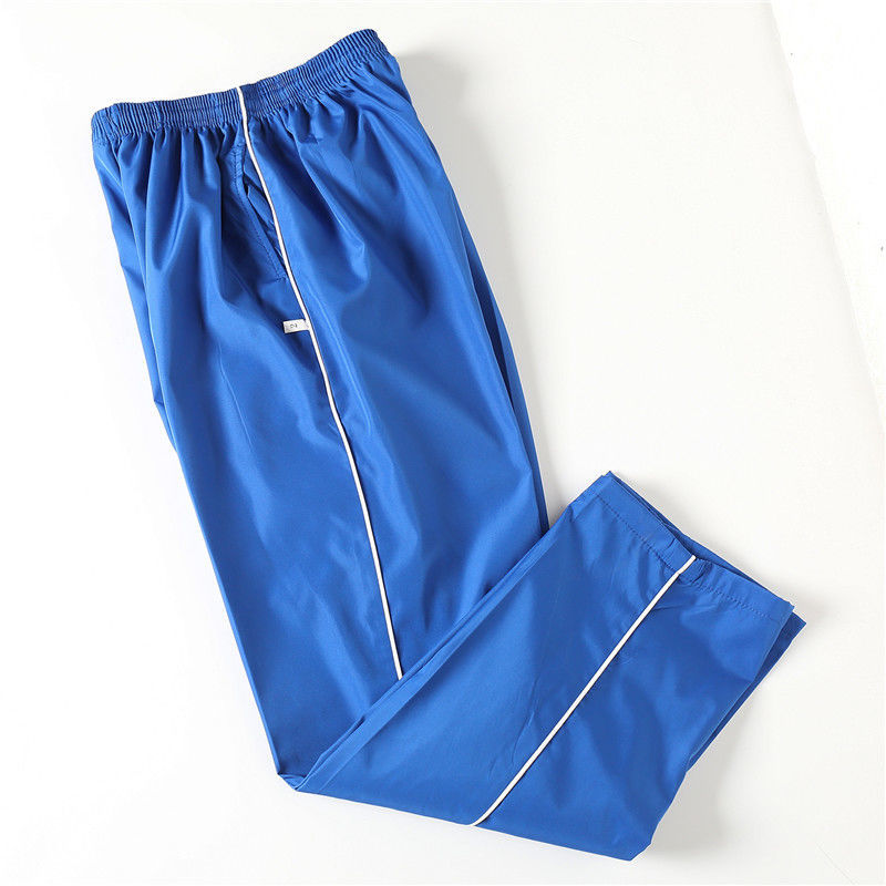 新款卫裤带网滑料校服裤夏季春秋白条校服裤子藏青色小学生中学高中