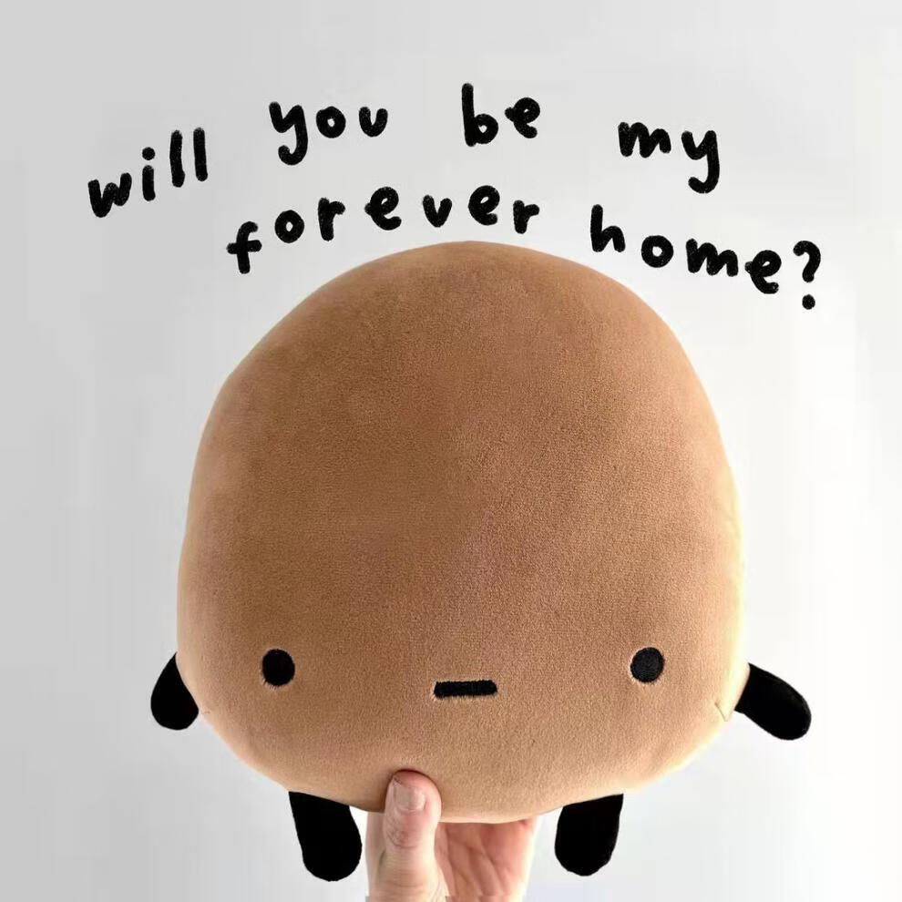 网红可爱软萌悲伤土豆抱枕毛绒玩具暖手捂公仔女生睡觉抱布娃娃深棕