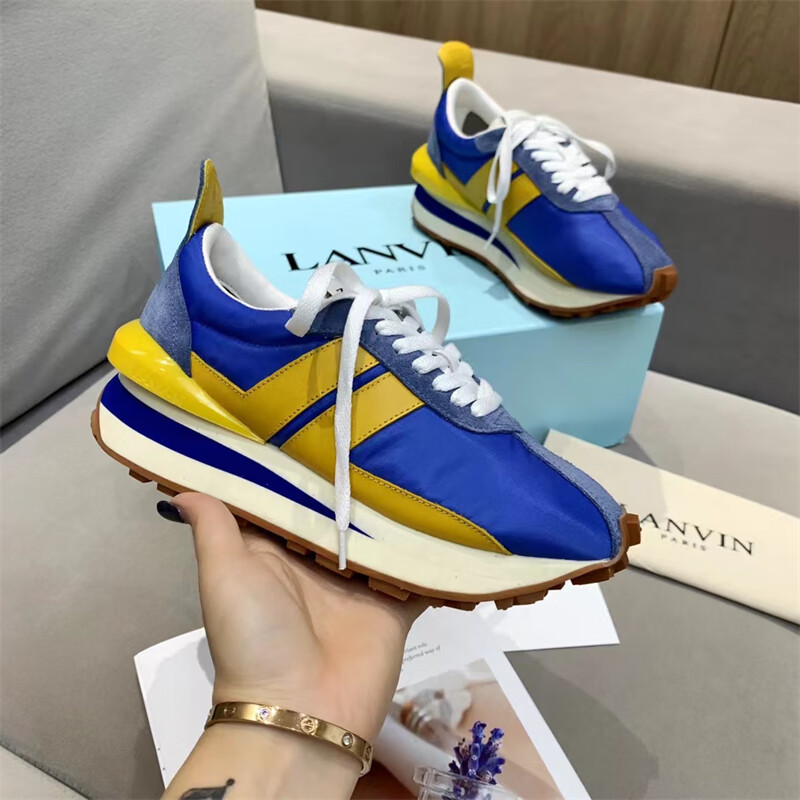2022法国成毅同款lanvin浪凡女鞋运动鞋同款阿甘鞋男鞋复古德训鞋子