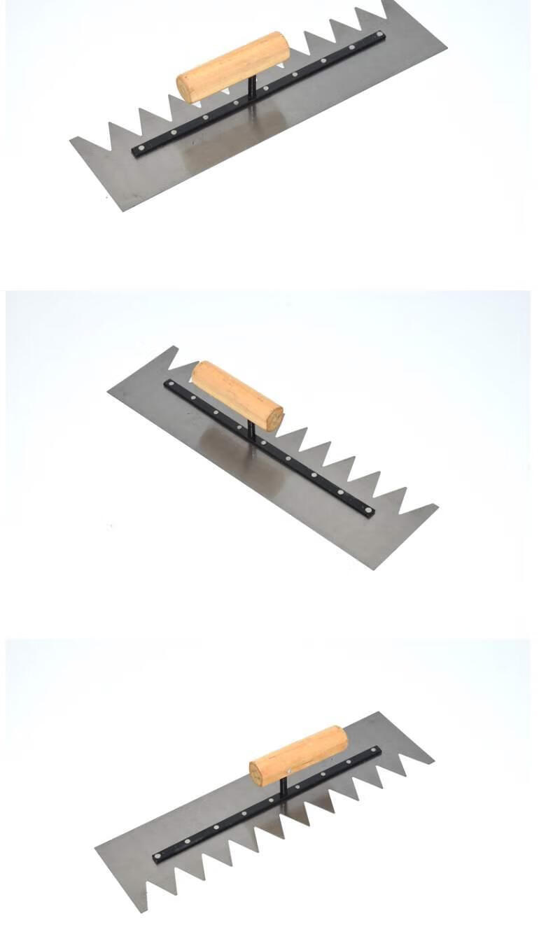 抹泥刀加长带齿铺瓷砖抹灰刀锯齿抹子泥瓦工批灰刀泥板工具40cm左边大