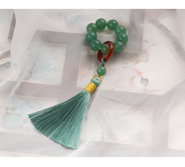 古风汉服流苏手链绕指柔文玩手串水晶手持冷门小手捻迷你手饰绿东陵