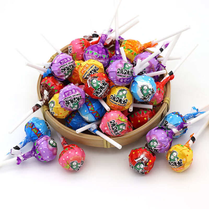 跳跳龙棒棒糖水果多口味散装500g约40支节休闲零食糖果扎婚车 跳跳龙