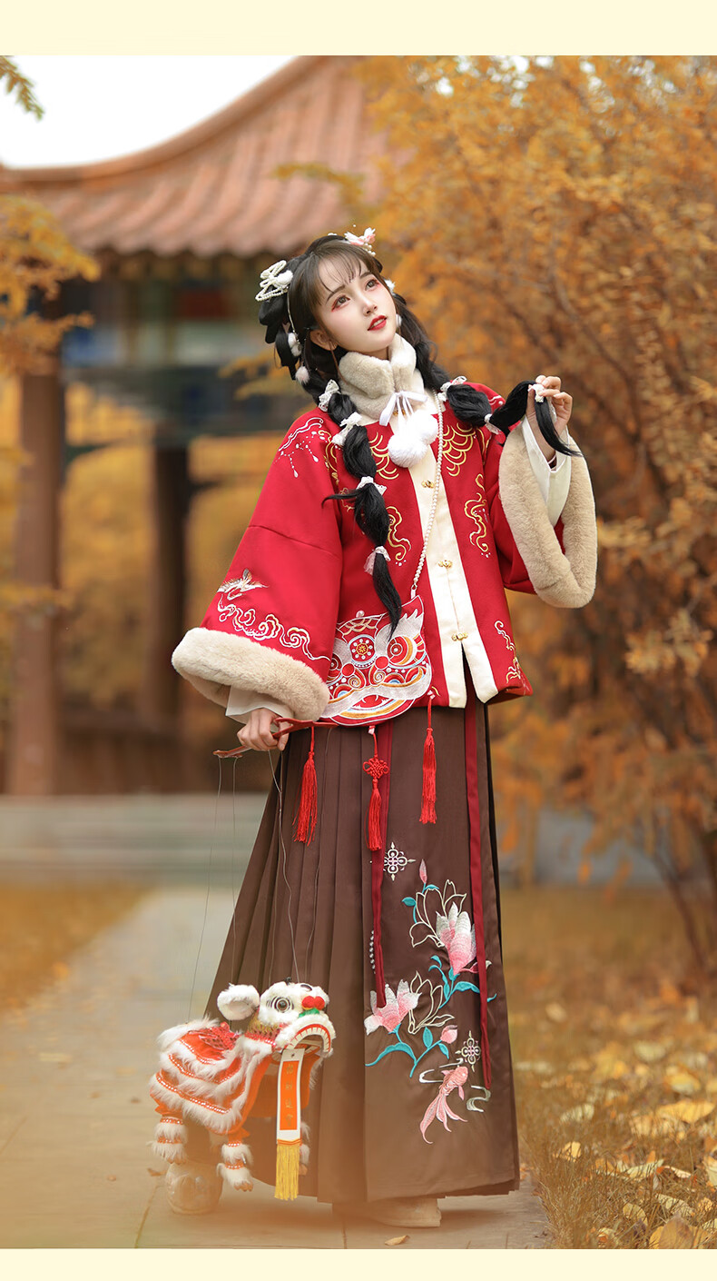 古装汉服成人冬天醉红妆明制女中国风冬季改良加厚马面裙拜年全套醉