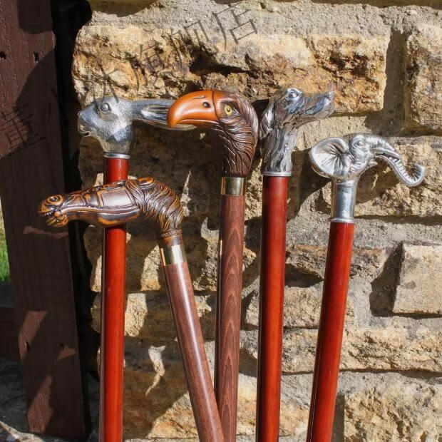 2022新款英国进口英伦绅士兔头手杖鸭头拐杖狗头手柄拐棍欧洲老人生肖