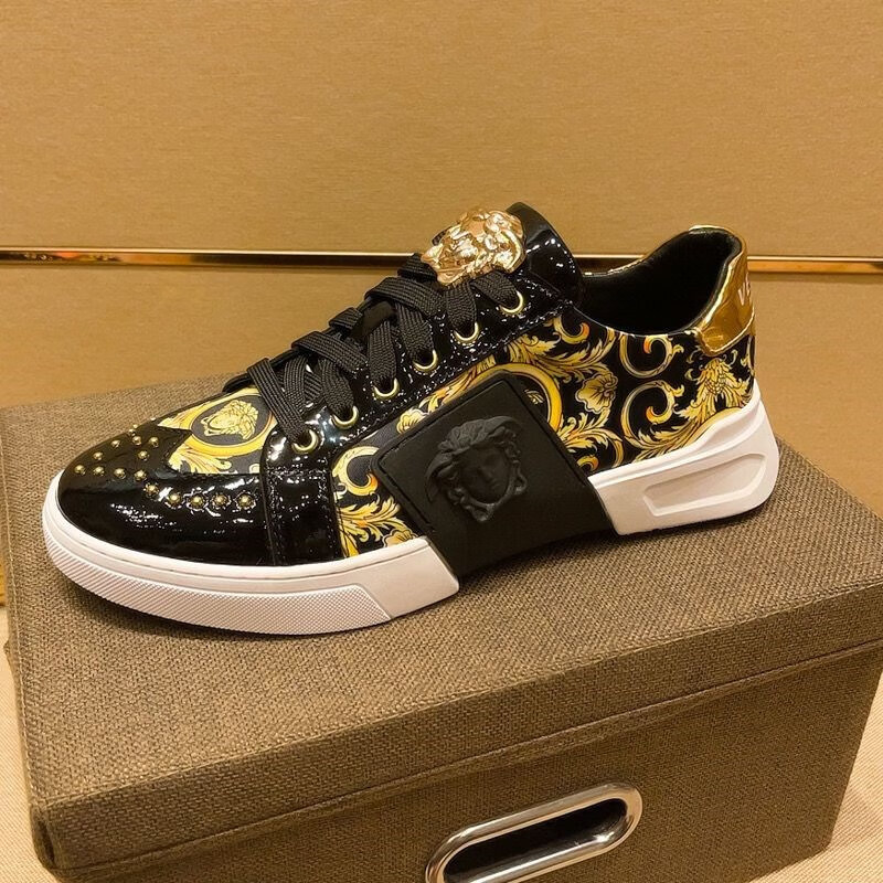 香港潮牌运动男鞋牌美杜莎珍藏鞋子男潮鞋高级质感板鞋 黑色1 38