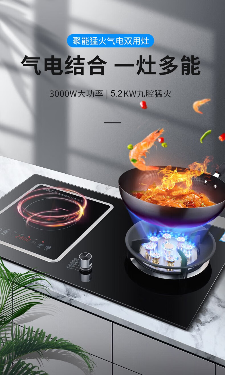 欧派雪(opeida)气电两用灶双灶九腔猛火灶 台嵌两用 大火力天然气液化