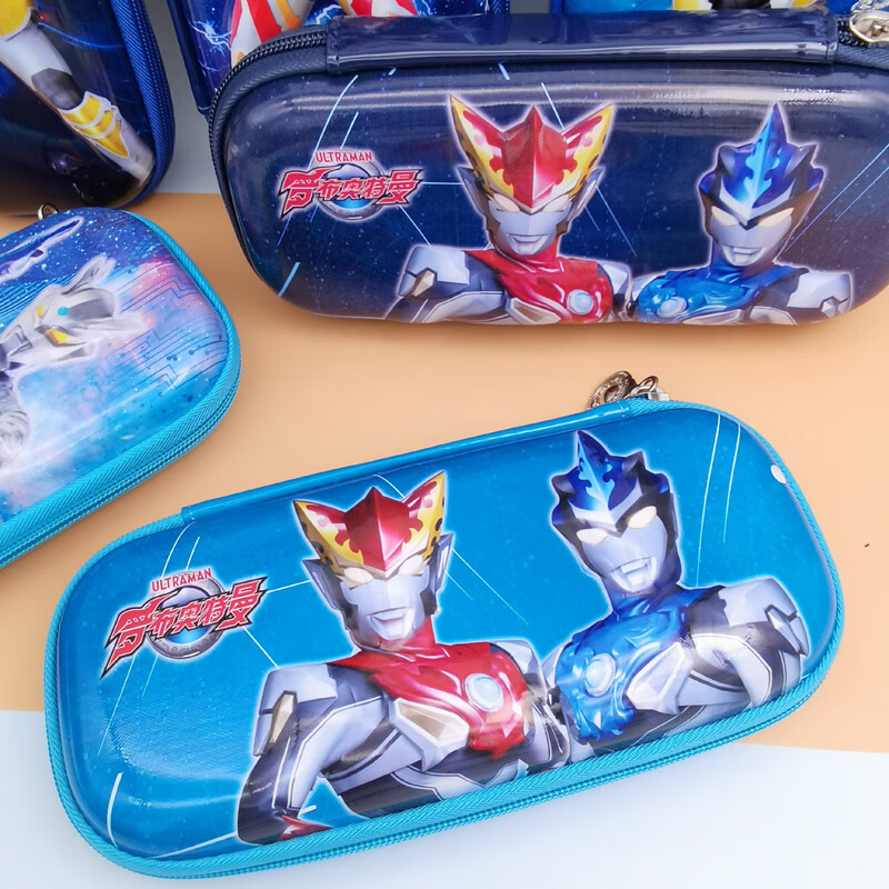 奥特曼立体笔盒男孩酷日系卡通赛罗泽塔泰迦3d皮面文具盒大容量多功能