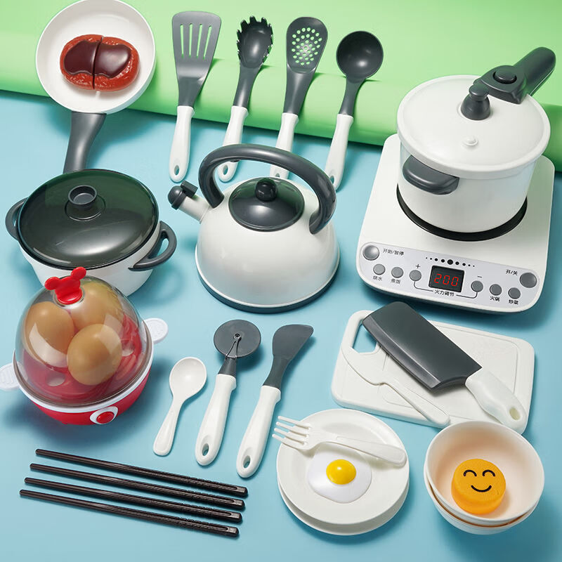 儿童过家家厨房玩具小孩做饭仿真煮饭餐具厨具套装锅宝宝男孩女孩欧美