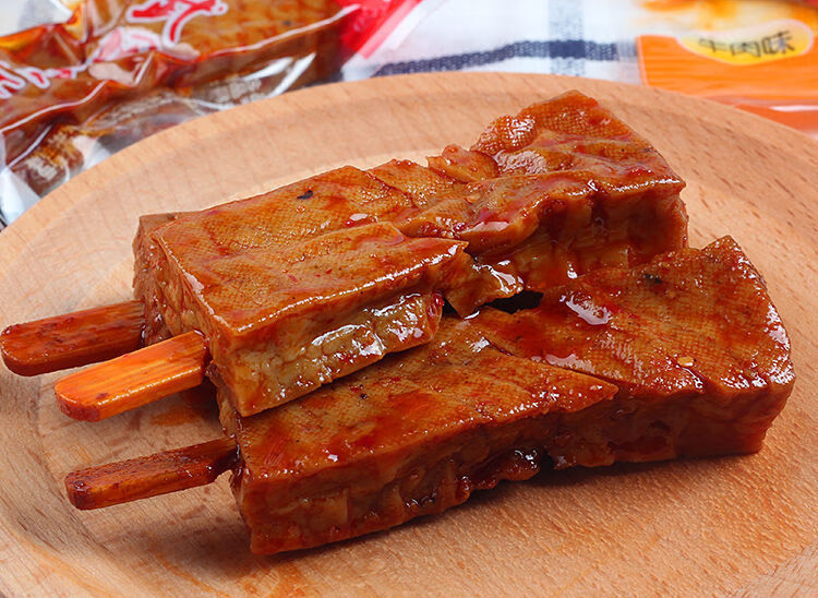 湖南特產辣爵士滷豆乾香辣紅油蘭花幹串即食香乾麻辣豆腐乾零食牛肉味