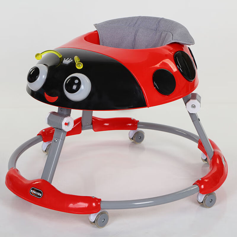 婴儿学步车男宝宝助步车618月防侧翻可折叠音乐多功能女孩学行车红色