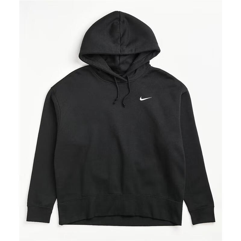 nike耐克女式卫衣nsw黑色抓绒连帽衫简约休闲舒适运动卫衣blackl