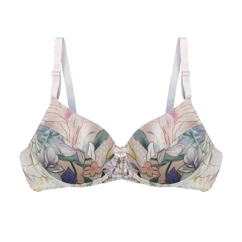 丝绸胸罩冰丝花色文胸无钢圈中年性感冰丝乳罩 花色13 买2丝绸洗护液