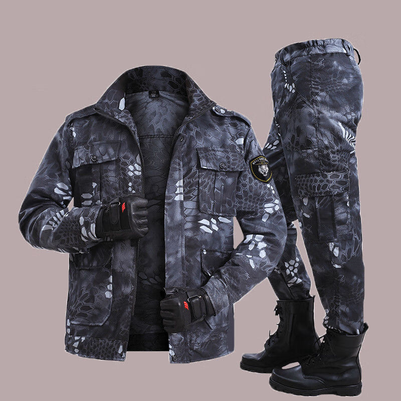 黑蟒纹迷彩服套装单件劳保服工作服耐磨抗撕裂作训服吃鸡春秋户外黑蟒