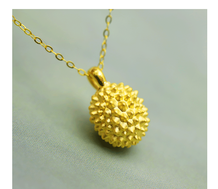 老凤祥款式夏季黄金水果榴莲足金999个性小吊坠滴溜送女友礼物 【小版