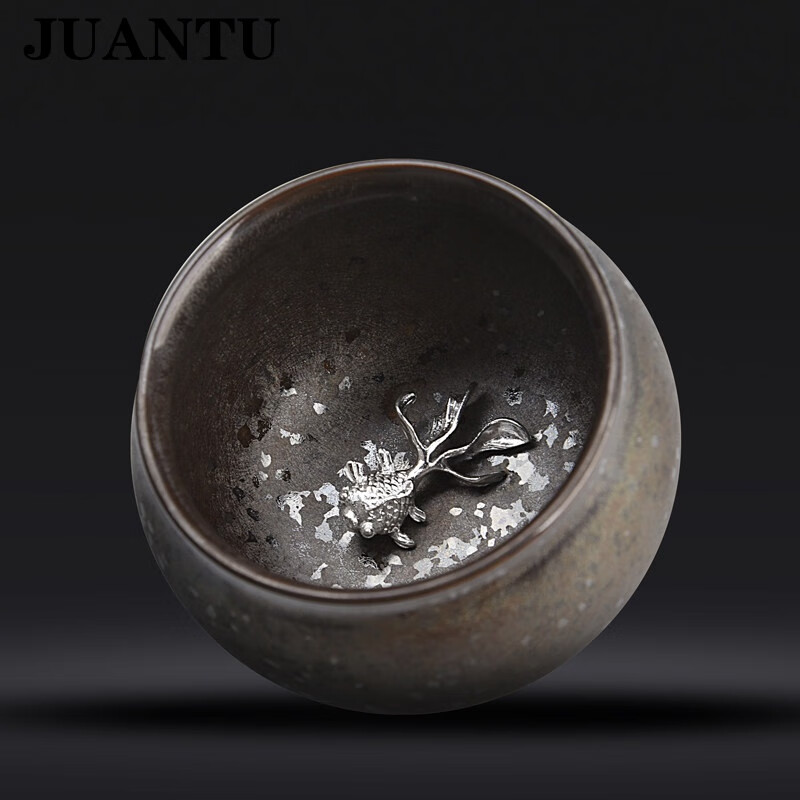 juantu茶具陈为椿镶银鱼天目釉建盏茶杯陶瓷窑变家用名家功夫主人杯盏