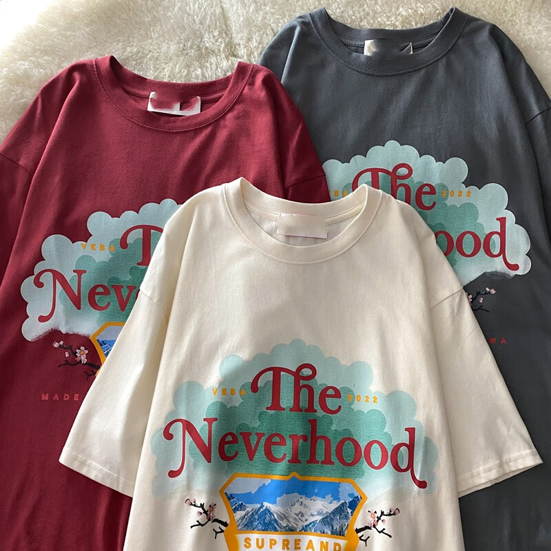 悠思敏夏季潮牌创意印花oversize短袖t恤女潮流街头嘻哈宽松vintage