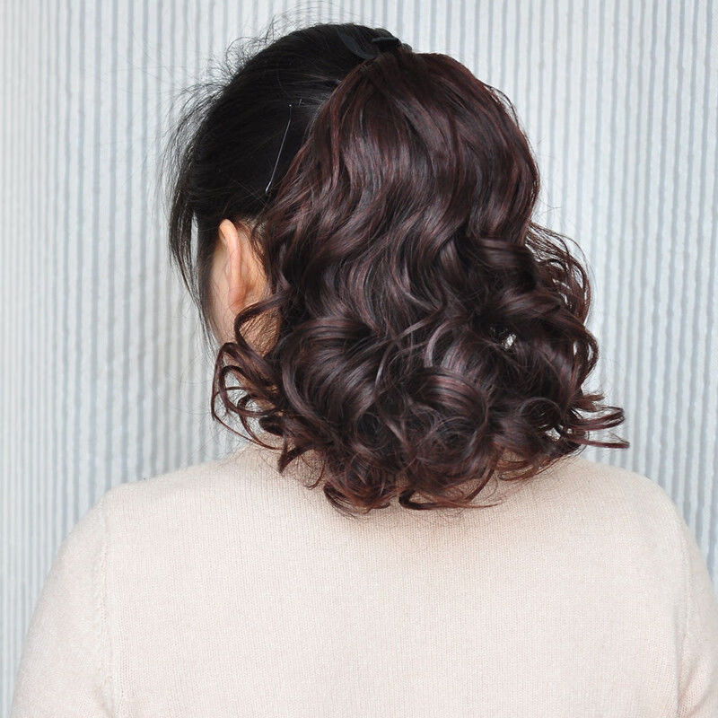 假发盘发花苞假发女马尾韩版短卷发马尾逼真马尾辫大波浪梨花卷假发