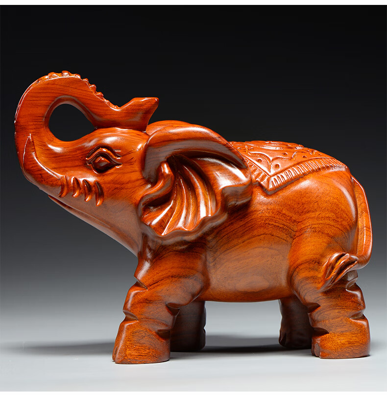 友漾花梨木雕大象摆件一对木质吸水象家居客厅装饰红木装饰工艺品送礼