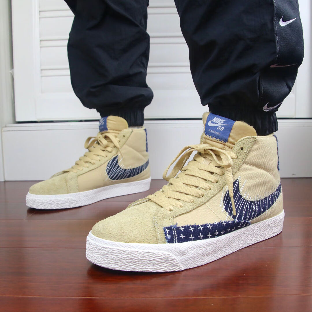 耐克休闲运动跑步鞋子blazer低帮板鞋女款粉色拆线涂鸦刺绣男电玩像素