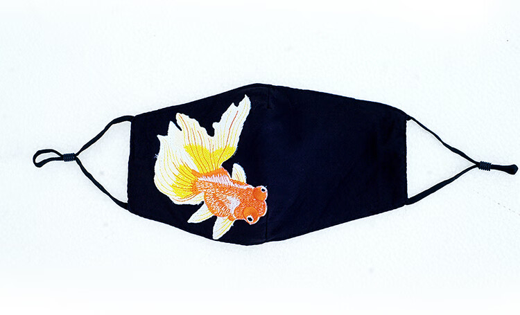 snight新款口罩女民族风绣花装饰透气可清洗网红明星同款潮骑车防风黑