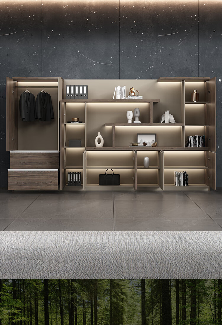 班都轻奢品牌老板书柜背景柜办公室文件柜收纳柜靠墙木质柜隔断储物柜