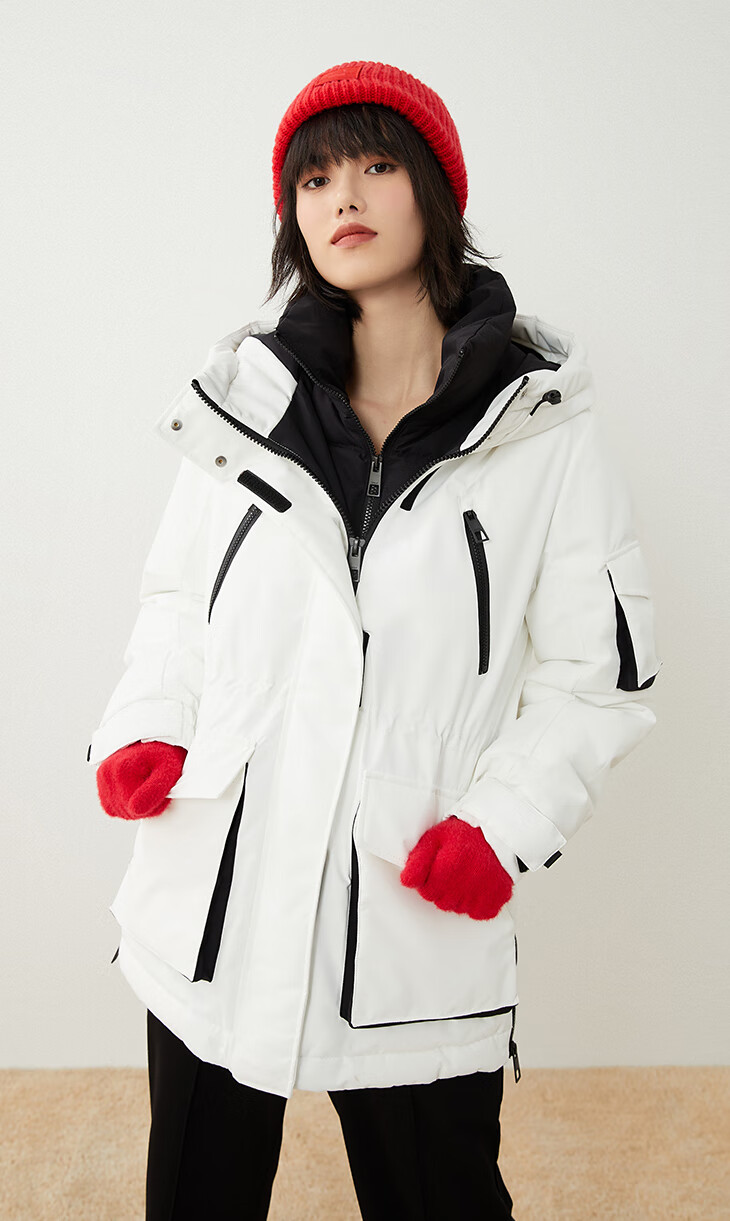 only2021秋季新款杜邦三防中长款收腰90白鸭绒羽绒服女121423005 a08