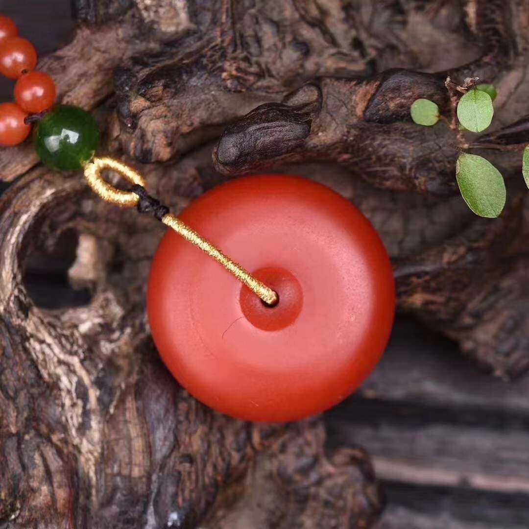 跨年特价微韵天然正品保山南红玛瑙平安扣吊坠挂件项链民族风款毛衣链