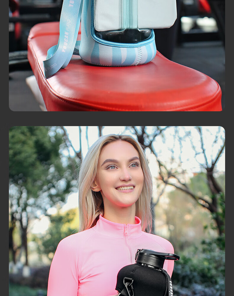 zippo户外运动水壶墩吨桶大肚太空水杯塑料吸管大容量便携健身粉色