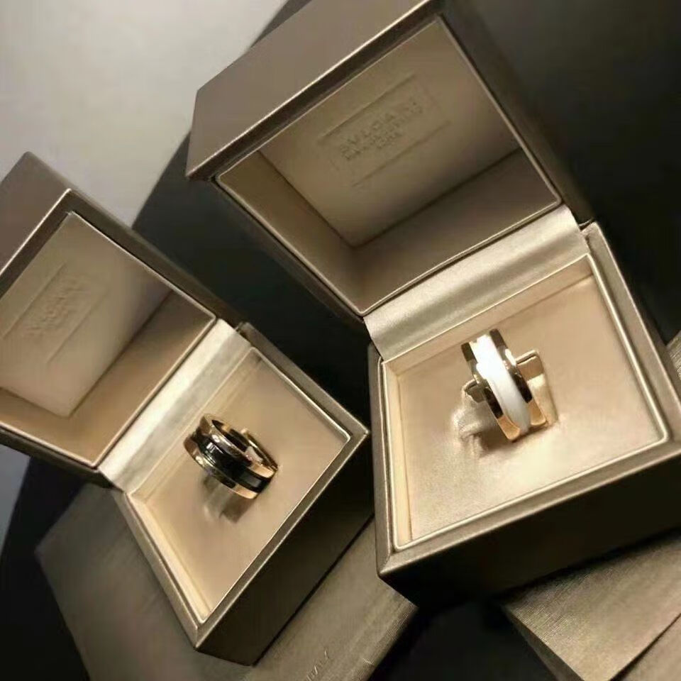 昂朗(anglang) bulgari宝家陶瓷戒指小红人慈善款玫瑰金弹簧男女戒