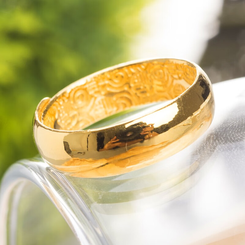 老凤凰同款百福光圈黄au750金戒指金活圈口结婚戒指婚嫁计价重量82g工