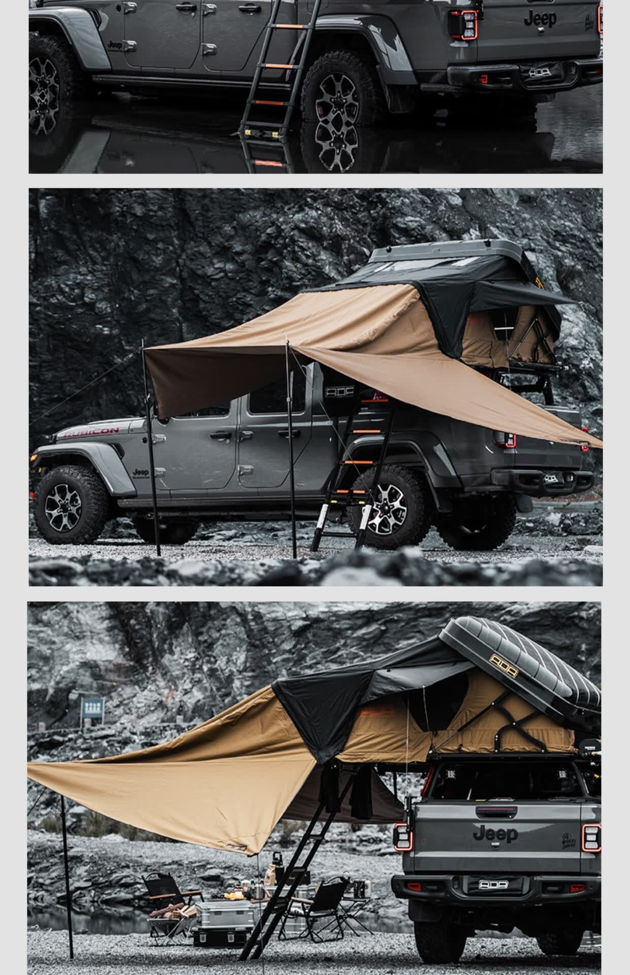 ada牧马人一体式锦囊车顶帐篷全自动硬升顶液压行李架坦克300车载