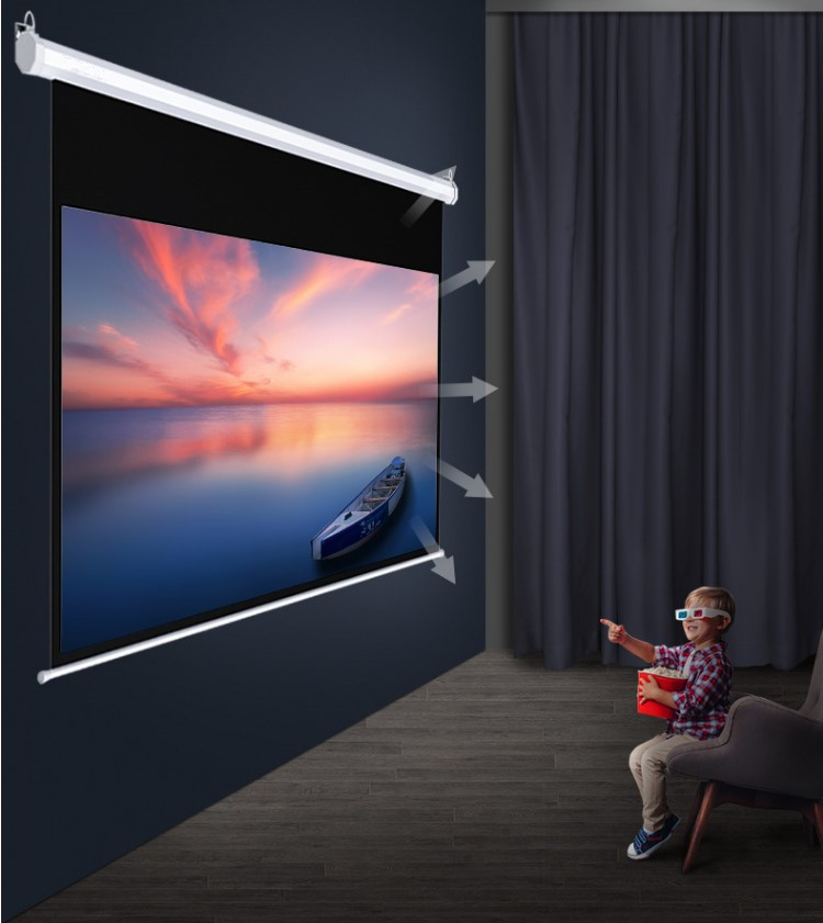 120英寸电动投影幕布150英寸/180英寸200英寸4:3/16:9白玻纤玻珠幕 