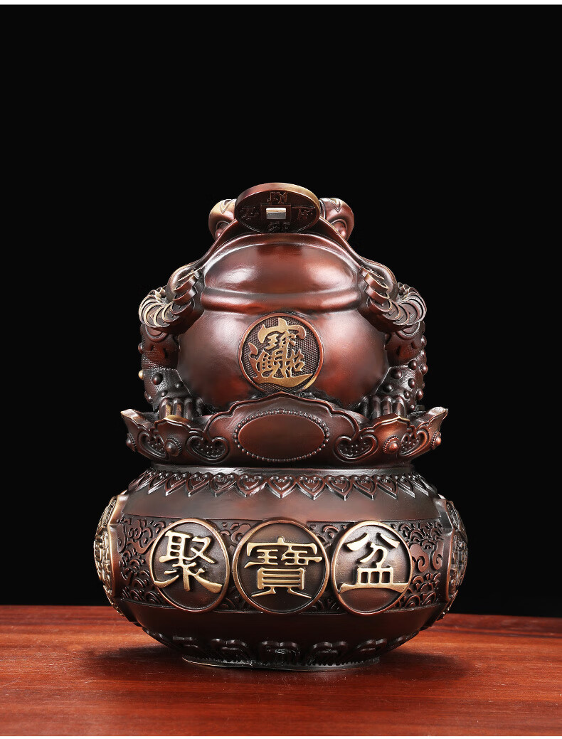 全铜金蟾聚宝盆客厅摆件工艺品创意摆件轻奢高端现代饰品家居装饰摆件