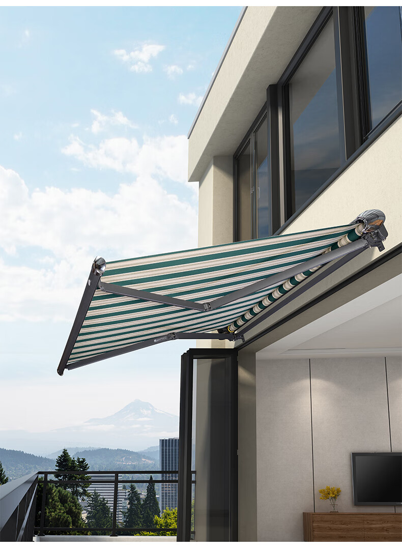 紫叶(ziye)户外遮阳棚伸缩雨棚阳台庭院铝合金电动雨篷遮阳棚折叠伸缩