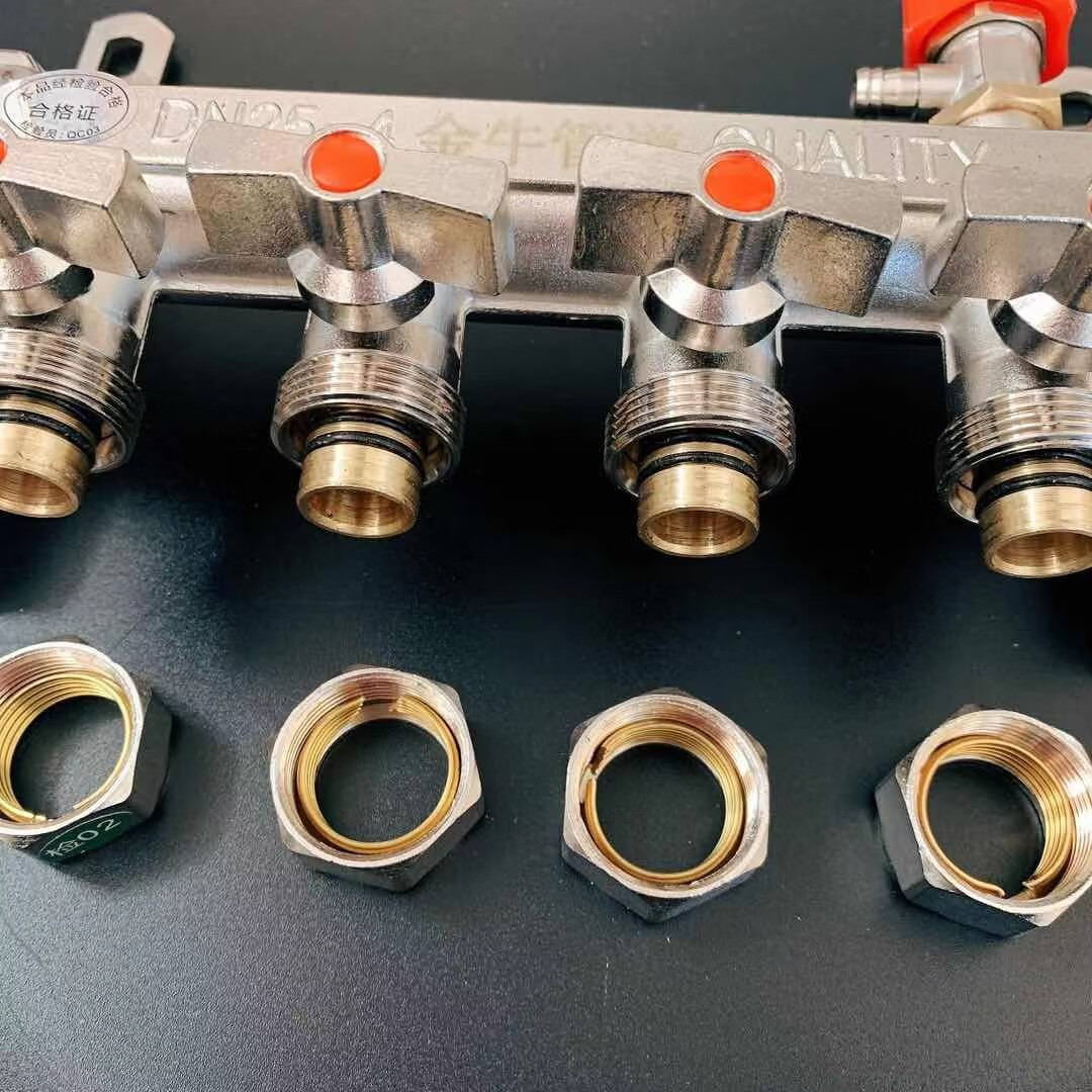 精选好货》定制金牛分水器 1寸地暖分水器 家装全铜一体锻压分水器 20